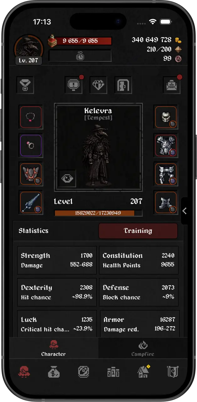 Realm of Dungeons mobile game mockup